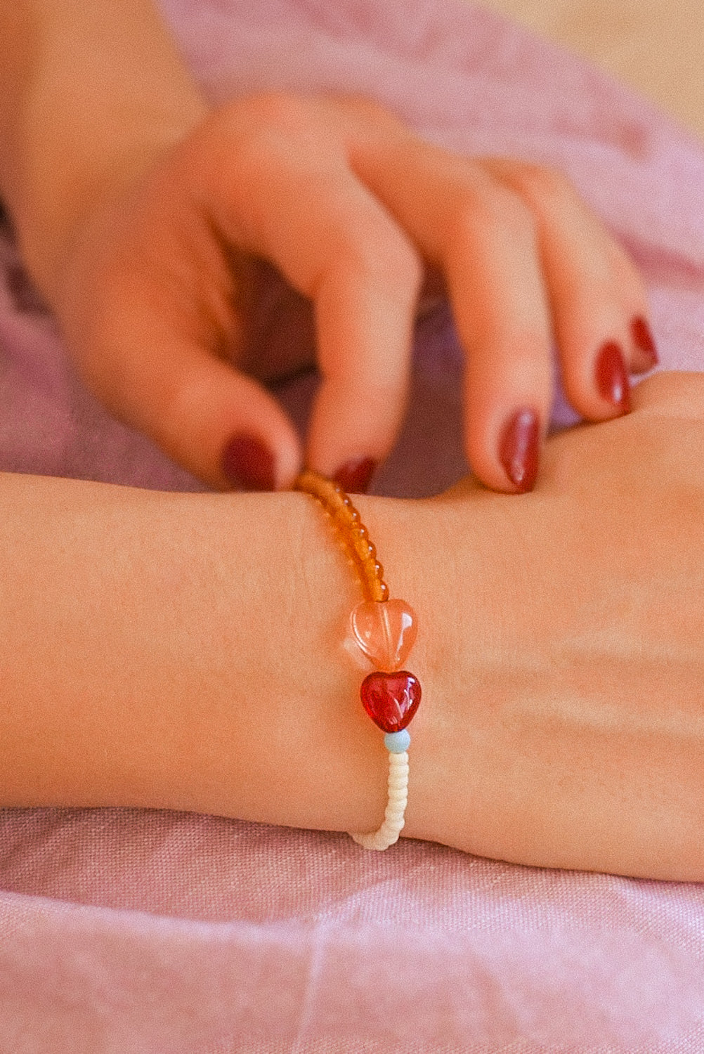 Heartfelt Armband - pink & burgundy