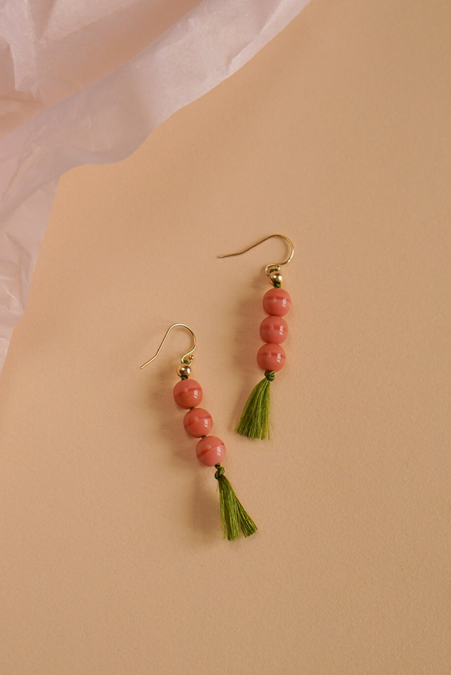 Little DOTA Ohrringe - rosy coral & olive