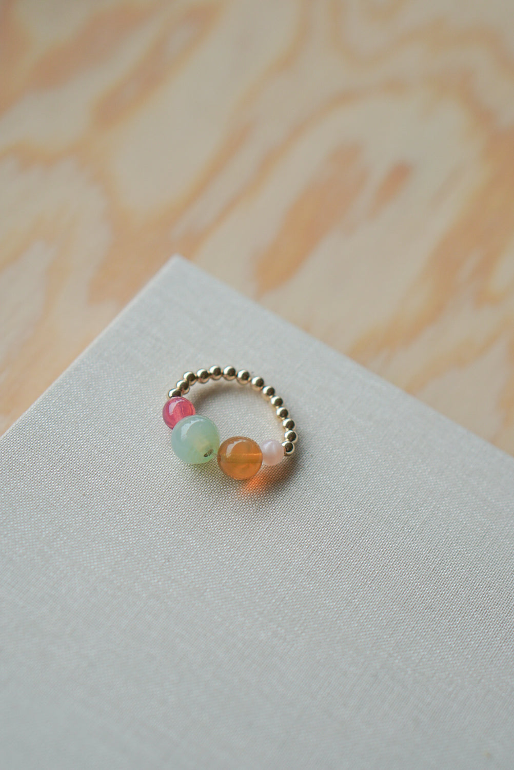 Soft BOULE Ring - jade green & honey