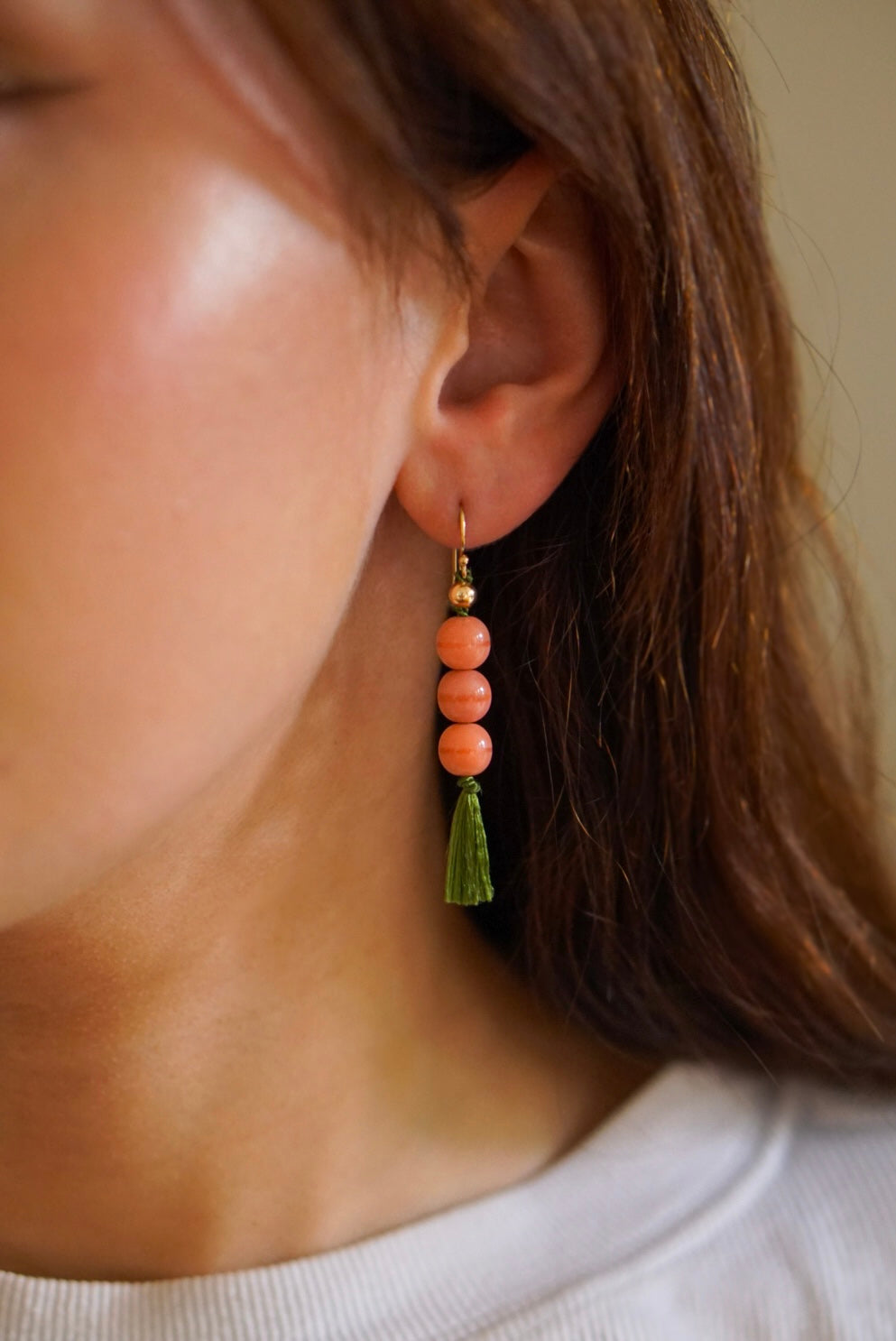 Little DOTA Ohrringe - rosy coral & olive
