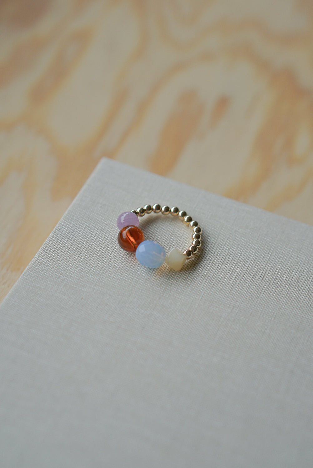 Soft BOULE Ring - baby blue & brown