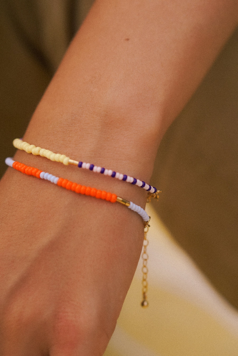 Perlenarmband LENTE - lilac - lemon - navy dashed