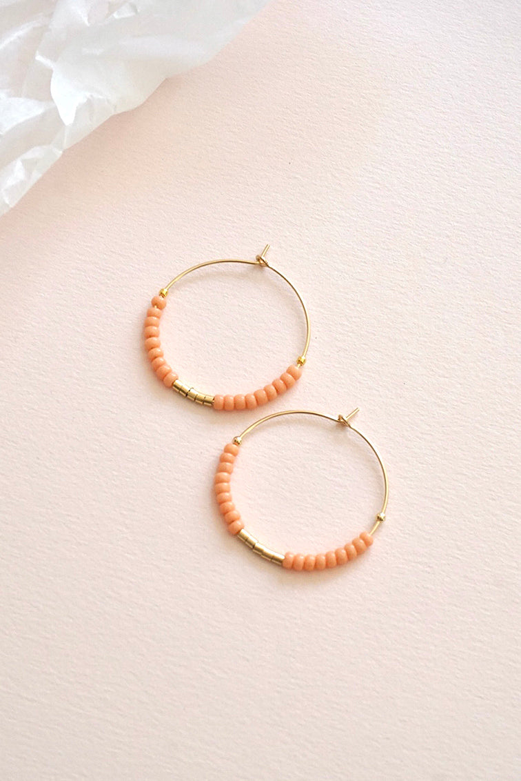 ANCA peach - hoops with glass beads 