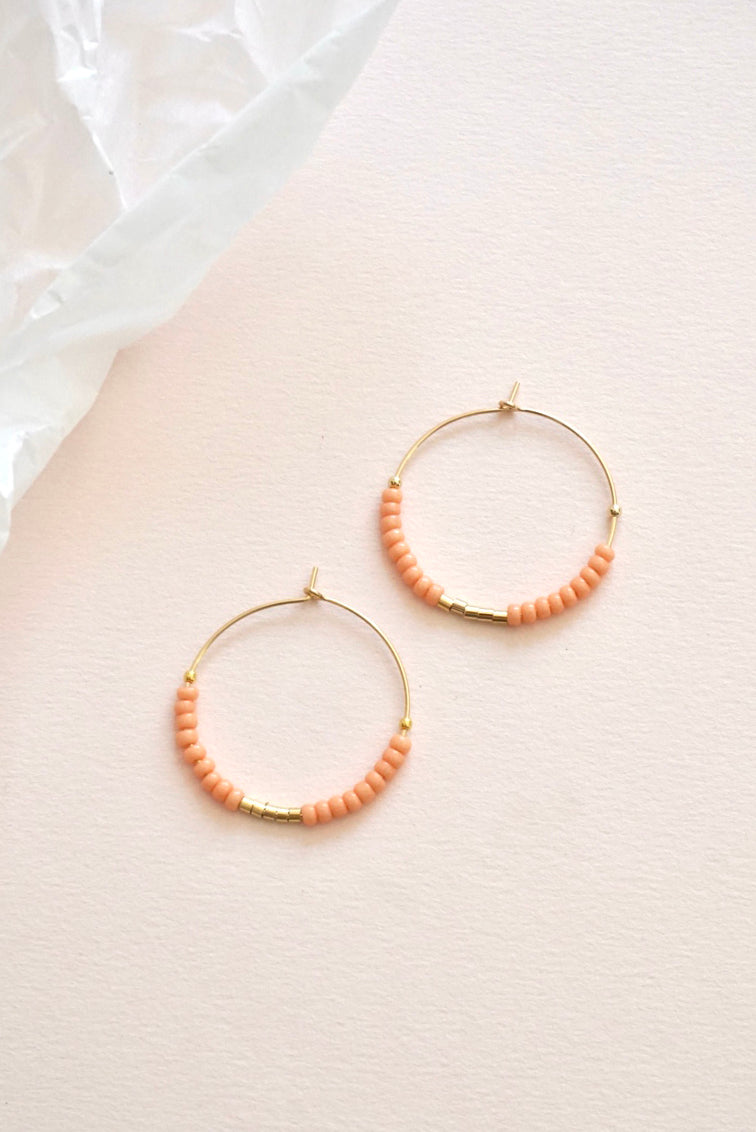 ANCA peach - hoops with glass beads 