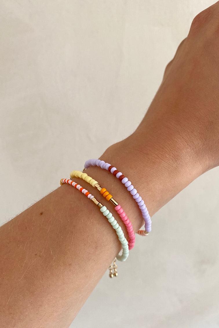 Perlenarmband LENTE - mango - strawberry cream - lilac