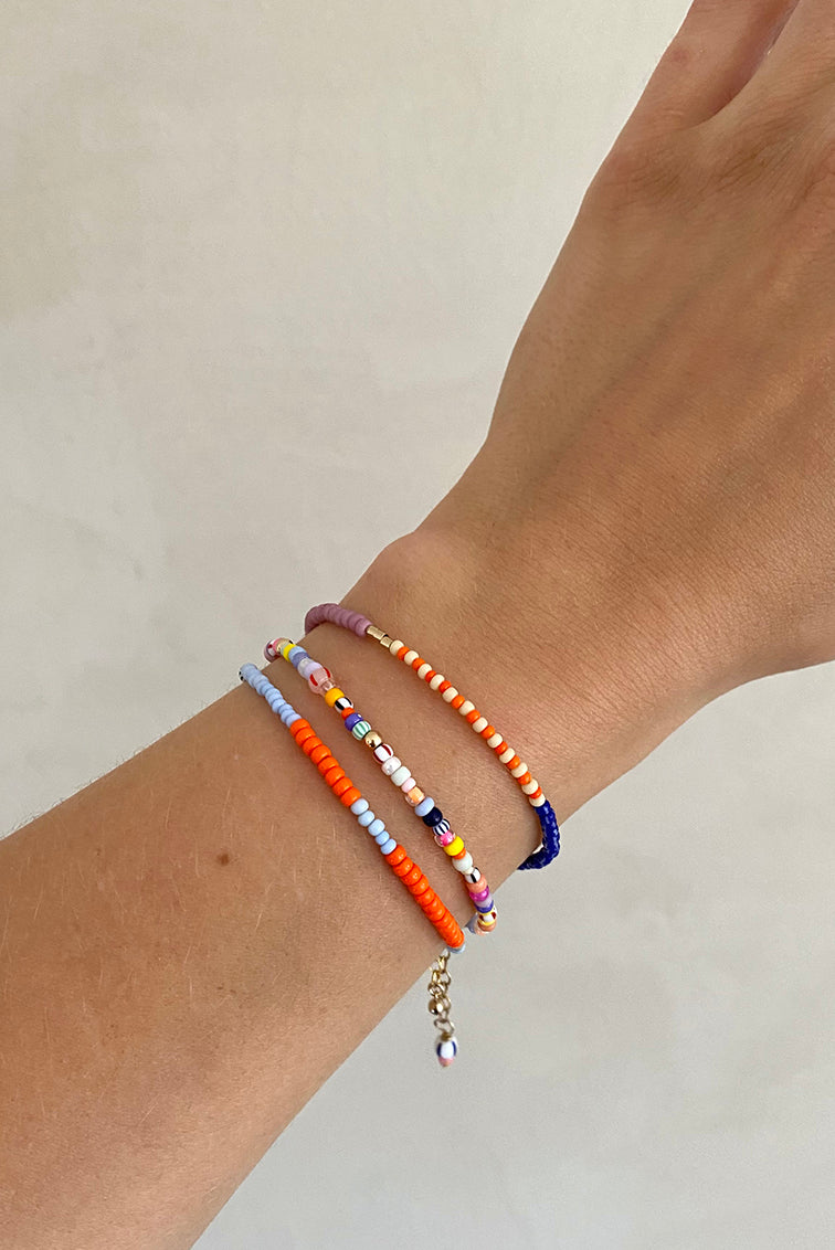 Perlenarmband LENTE - deep blue - clementine - raspberry