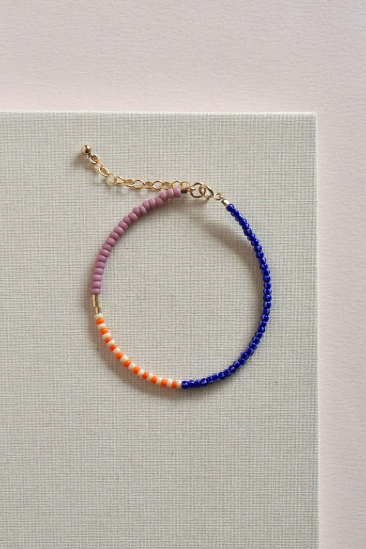 Perlenarmband LENTE - deep blue - clementine - raspberry