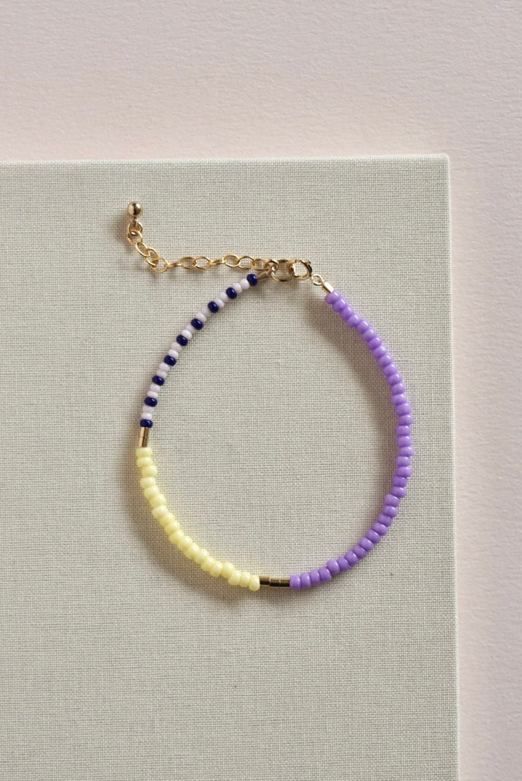 Perlenarmband LENTE - lilac - lemon - navy dashed