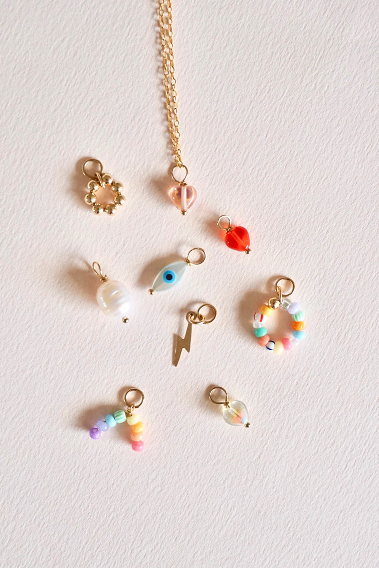 Mini CHARMS necklace - Gold BUBBLES loop
